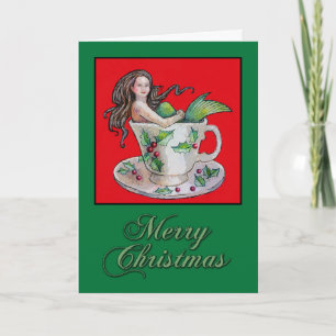 Christmas Teacup Zeemeermin Kaart