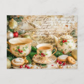 Christmas Teapot Set with Pine Green and Ornaments Briefkaart (Voorkant)