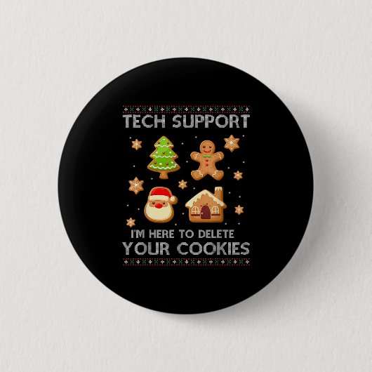 Christmas Tech Support hier om cookies te verwijde Ronde Button 5,7 Cm (Voorkant)