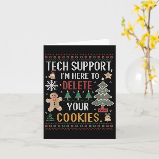 Christmas Tech Support hier om cookies Xmas M te v Kaart (Gele Bloem)