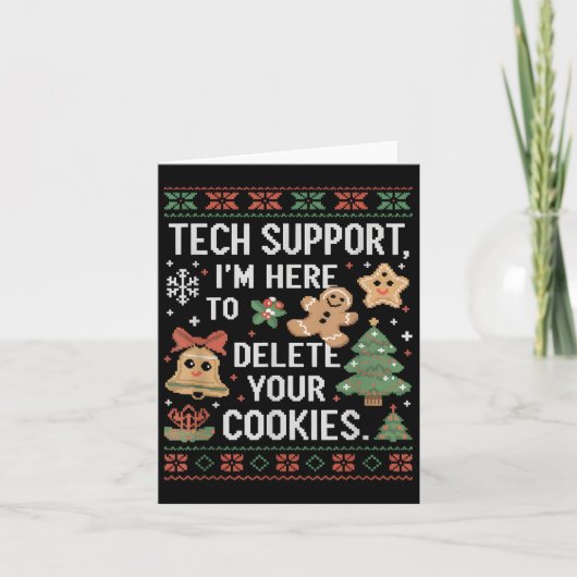 Christmas Tech Support hier om cookies Xmas M te v Kaart (Voorkant)