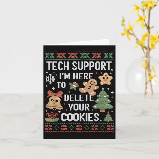 Christmas Tech Support hier om cookies Xmas M te v Kaart (Gele Bloem)