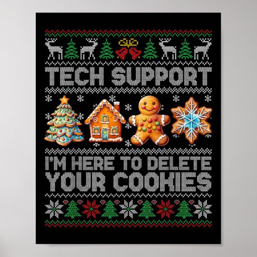 Christmas Tech Support hier om cookies Xmas M te v Poster (Voorkant)