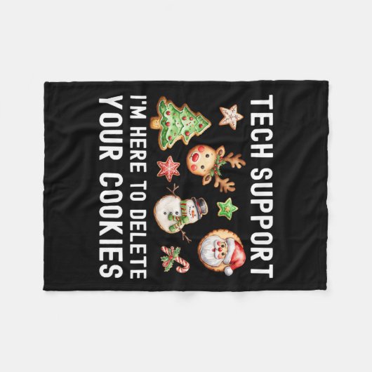 Christmas Tech-support hier om cookies Xmas te ver Fleece Deken (Voorkant (Horizontaal))