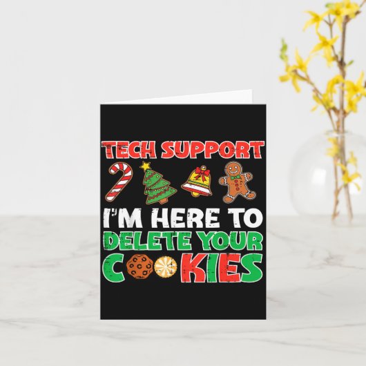 Christmas Tech Suprt Delete Cookies Funny Xmas Men Kaart (Gele Bloem)