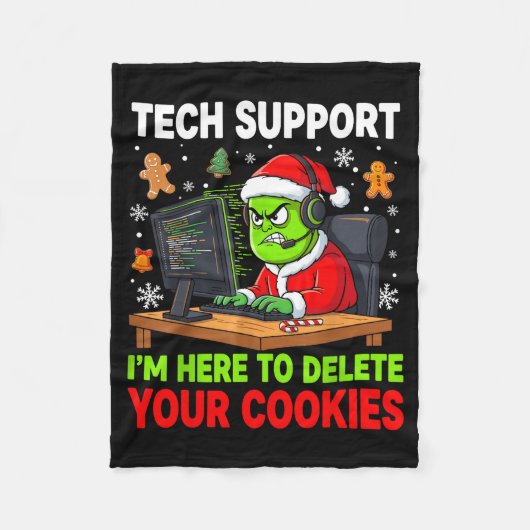 Christmas Tech Suprt Here To Delete Cookies Holida Fleece Deken (Voorkant)