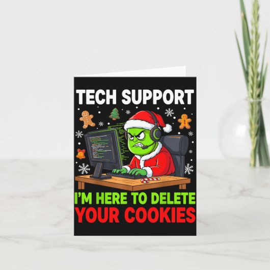 Christmas Tech Suprt Here To Delete Cookies Holida Kaart (Voorkant)