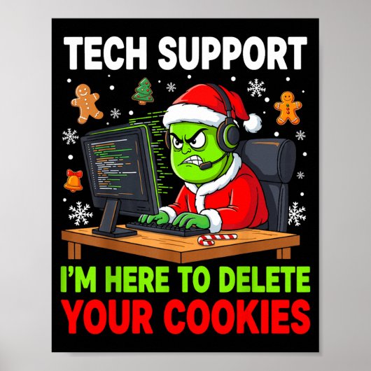 Christmas Tech Suprt Here To Delete Cookies Holida Poster (Voorkant)