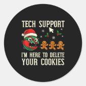 Christmas Tech Suprt Here To Delete Cookies It Men Ronde Sticker (Voorkant)