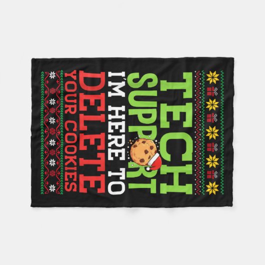 Christmas Tech Suprt Here To Delete Cookies Ugly S Fleece Deken (Voorkant (Horizontaal))