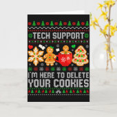 Christmas Tech Suprt Here To Delete Cookies Ugly X Kaart (Gele Bloem)