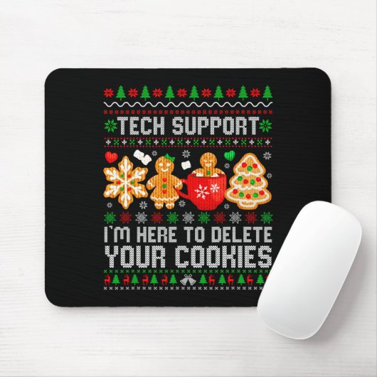 Christmas Tech Suprt Here To Delete Cookies Ugly X Muismat (Met muis)