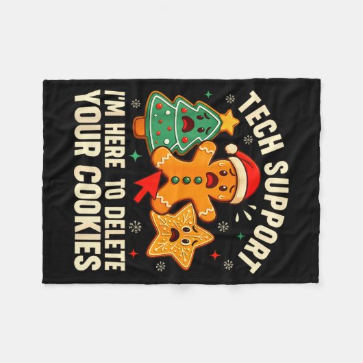 Christmas Tech Suprt Here To Delete Cookies Xmas M Fleece Deken (Voorkant (Horizontaal))