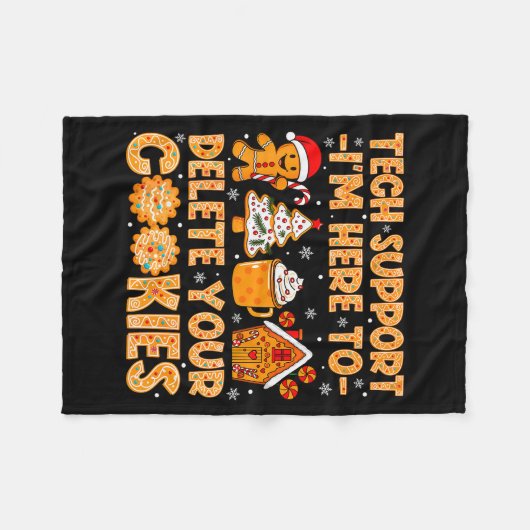 Christmas Tech Suprt Here To Delete Cookies Xmas M Fleece Deken (Voorkant (Horizontaal))