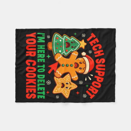 Christmas Tech Suprt Here To Delete Cookies Xmas M Fleece Deken (Voorkant (Horizontaal))