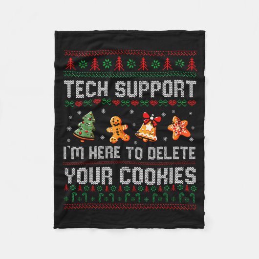 Christmas Tech Suprt Here To Delete Cookies Xmas M Fleece Deken (Voorkant)