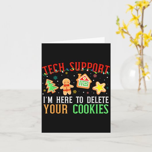 Christmas Tech Suprt Here To Delete Cookies Xmas M Kaart (Gele Bloem)