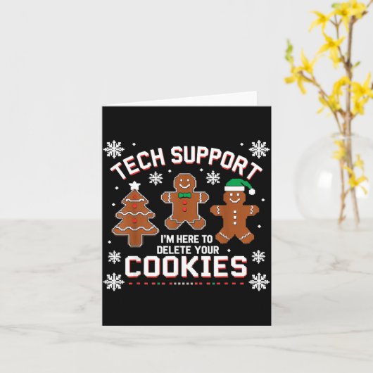 Christmas Tech Suprt Here To Delete Cookies Xmas M Kaart (Gele Bloem)