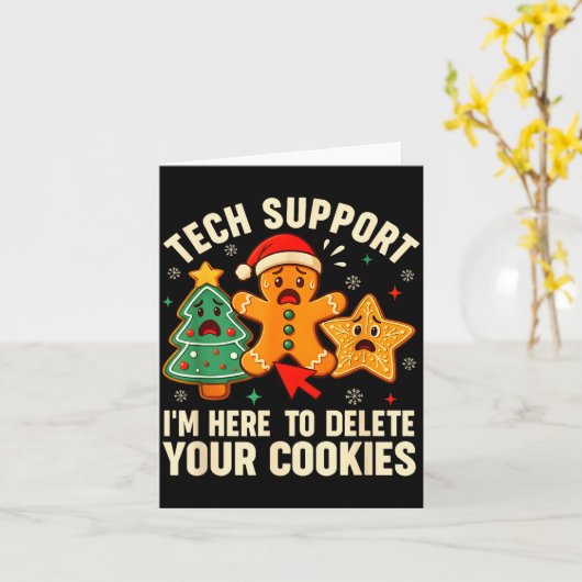 Christmas Tech Suprt Here To Delete Cookies Xmas M Kaart (Gele Bloem)
