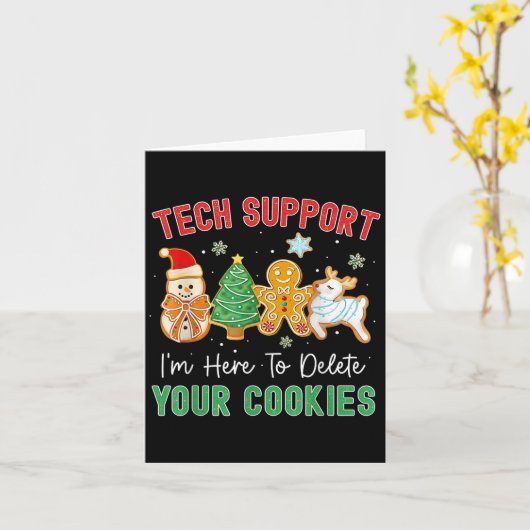 Christmas Tech Suprt Here To Delete Cookies Xmas M Kaart (Gele Bloem)
