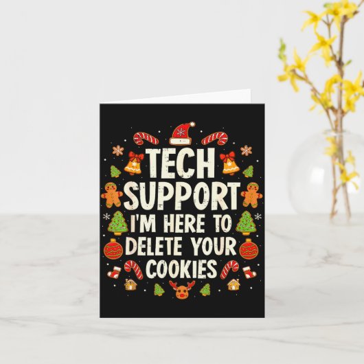 Christmas Tech Suprt Here To Delete Cookies Xmas M Kaart (Gele Bloem)