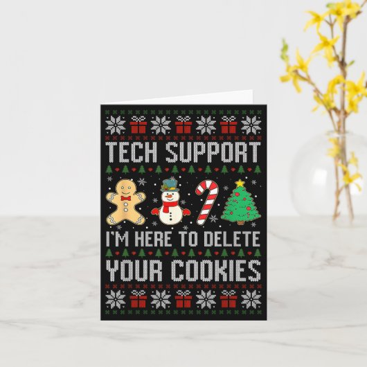 Christmas Tech Suprt Here To Delete Cookies Xmas M Kaart (Gele Bloem)