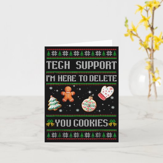 Christmas Tech Suprt Here To Delete Cookies Xmas M Kaart (Gele Bloem)