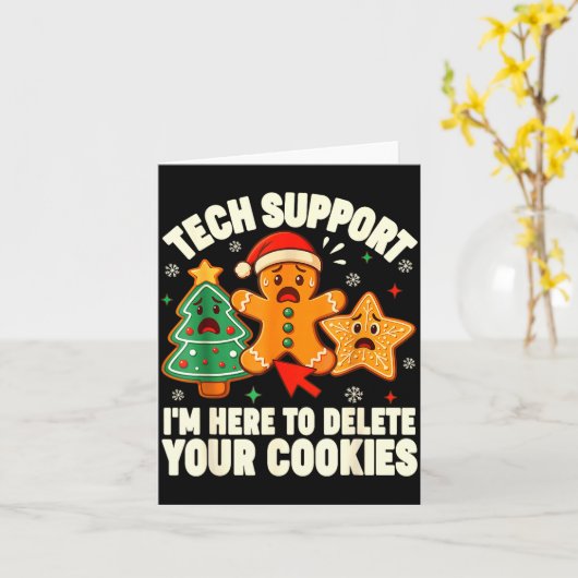 Christmas Tech Suprt Here To Delete Cookies Xmas M Kaart (Gele Bloem)