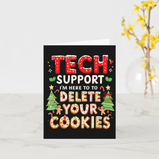 Christmas Tech Suprt Here To Delete Cookies Xmas M Kaart (Gele Bloem)