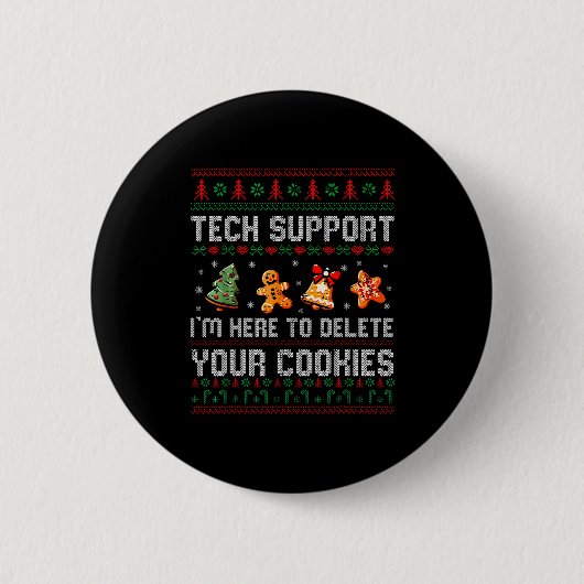 Christmas Tech Suprt Here To Delete Cookies Xmas M Ronde Button 5,7 Cm (Voorkant)