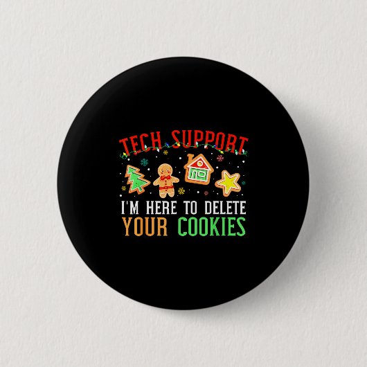 Christmas Tech Suprt Here To Delete Cookies Xmas M Ronde Button 5,7 Cm (Voorkant)