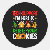 Christmas Tech Suprt Here To Delete Cookies Xmas M Ronde Sticker (Voorkant)