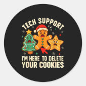 Christmas Tech Suprt Here To Delete Cookies Xmas M Ronde Sticker (Voorkant)
