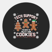 Christmas Tech Suprt Here To Delete Cookies Xmas M Ronde Sticker (Voorkant)