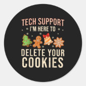 Christmas Tech Suprt Here To Delete Cookies Xmas M Ronde Sticker (Voorkant)