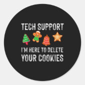 Christmas Tech Suprt Here To Delete Cookies Xmas M Ronde Sticker (Voorkant)