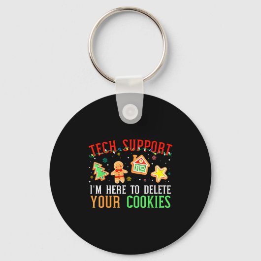 Christmas Tech Suprt Here To Delete Cookies Xmas M Sleutelhanger (Voorkant)