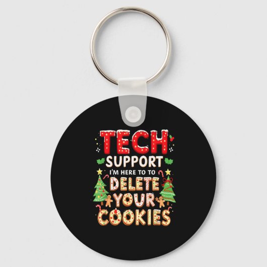 Christmas Tech Suprt Here To Delete Cookies Xmas M Sleutelhanger (Voorkant)