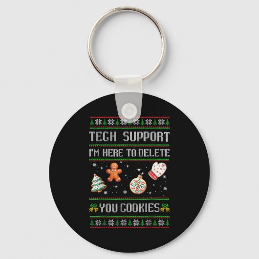 Christmas Tech Suprt Here To Delete Cookies Xmas M Sleutelhanger (Voorkant)