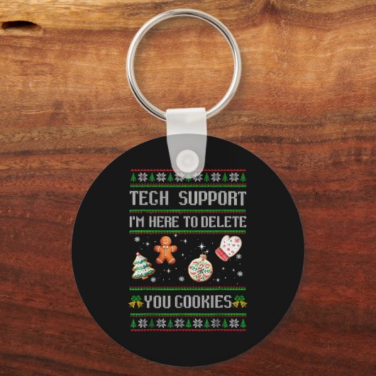 Christmas Tech Suprt Here To Delete Cookies Xmas M Sleutelhanger (Voorkant)