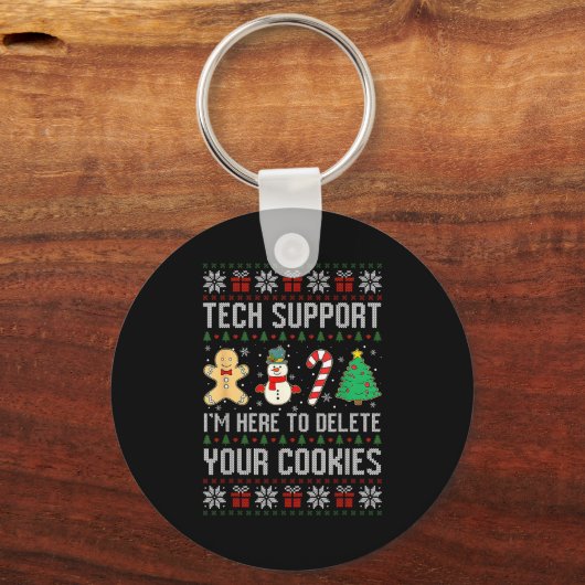 Christmas Tech Suprt Here To Delete Cookies Xmas M Sleutelhanger (Voorkant)