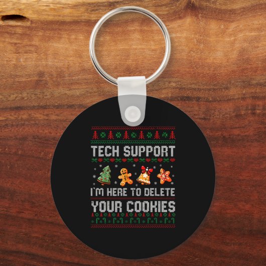 Christmas Tech Suprt Here To Delete Cookies Xmas M Sleutelhanger (Voorkant)