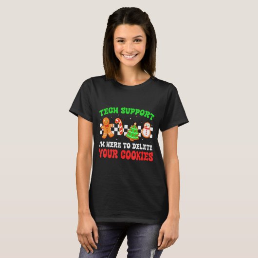 Christmas Tech Suprt Here To Delete Cookies Xmas M T-shirt (Voorkant volledig)