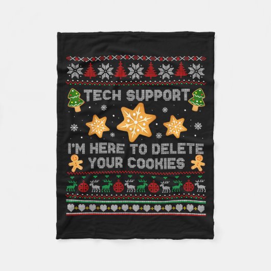 Christmas Tech Suprt Here To Delete Cookies Xmas P Fleece Deken (Voorkant)