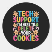 Christmas Tech Suprt Here To Delete Cookies Xmas  Ronde Sticker (Voorkant)