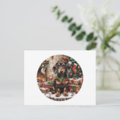 Christmas Teckel Dogs Elf Feestdagenkaart (Staand voorkant)