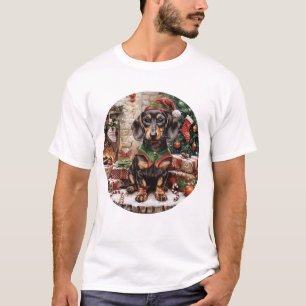 Christmas Teckel Dogs Elf T-shirt