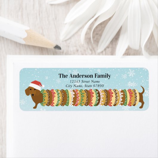 Christmas Teckel Retour Adreslabels Etiket (Insitu)