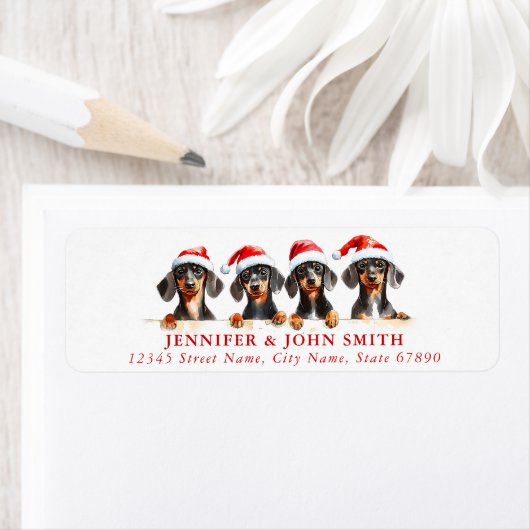 Christmas Teckel Retour Adreslabels Etiket (Insitu)