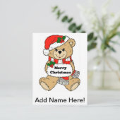 Christmas Teddy Bear-bericht Feestdagenkaart (Staand voorkant)